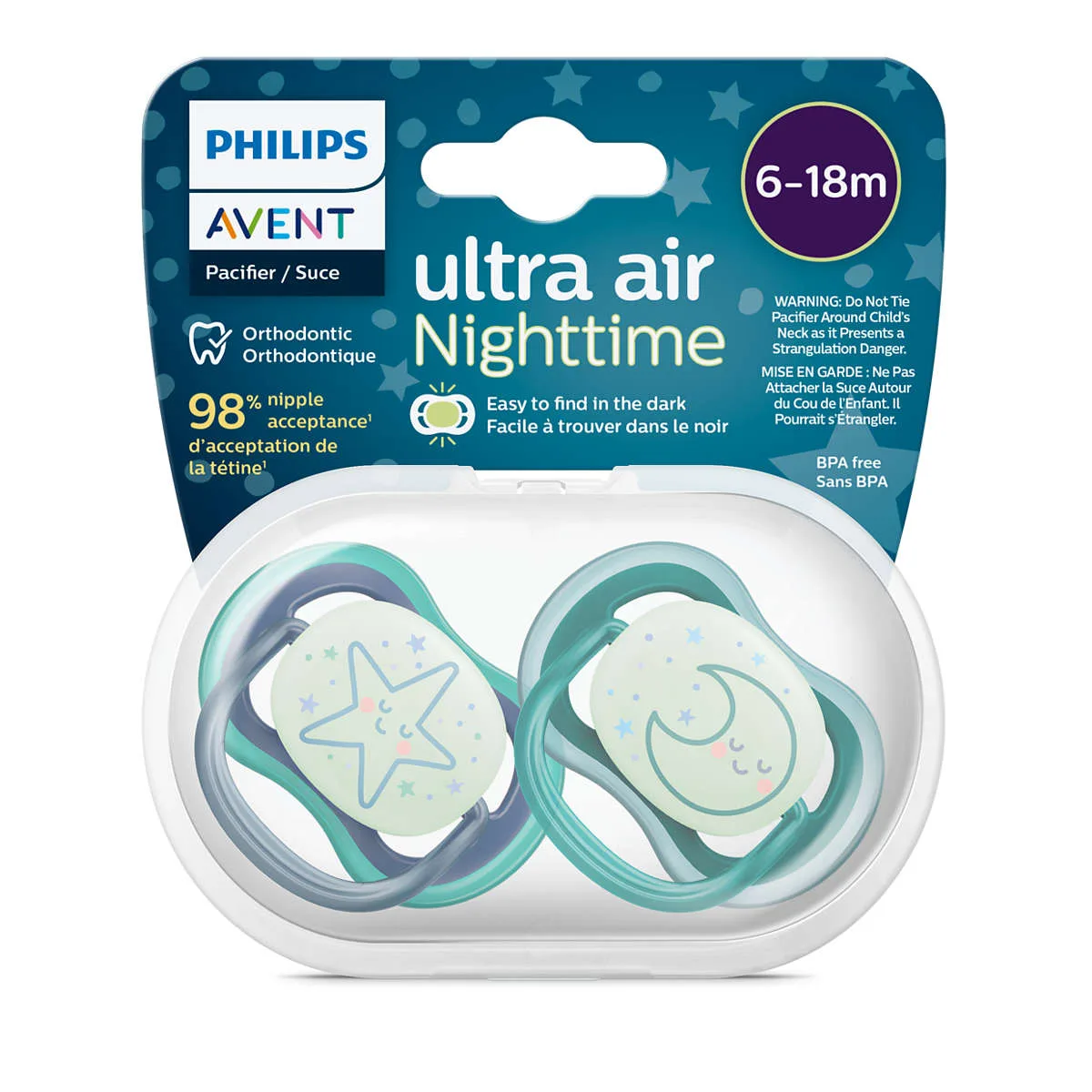 Avent Sucettes Ultra Air Nuit 6-18 mois x2 – vue 3