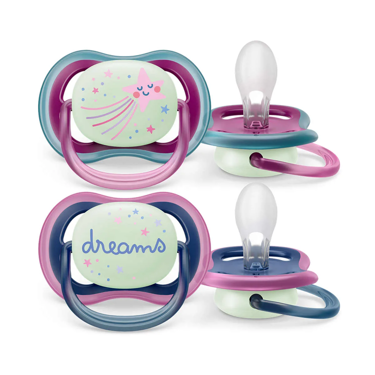 Avent Sucettes Ultra Air Nuit Fille 6-18 mois x2