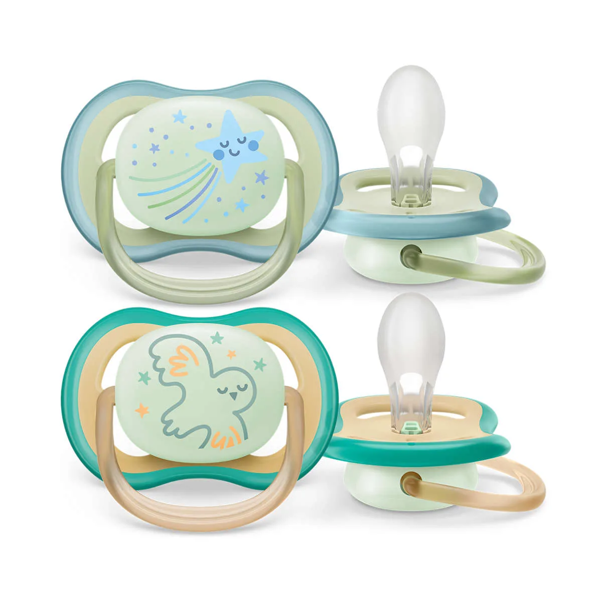 Avent Sucettes Ultra Air Nuit Garçon 0-6 mois x2
