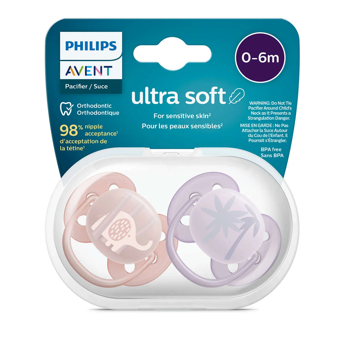 Avent Sucettes Ultra Soft Fille 0-6 mois x2 – vue 3
