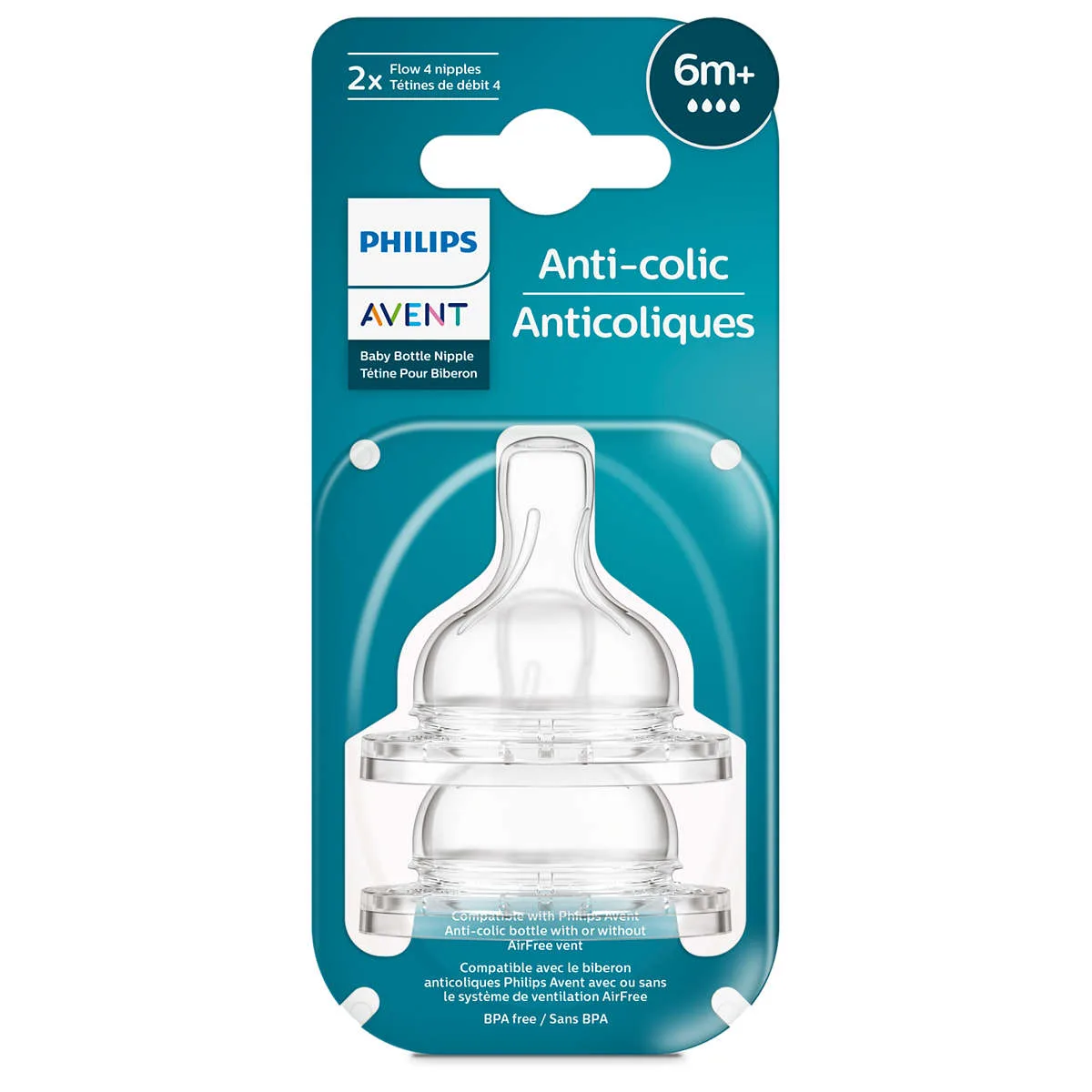 Avent Tétines Anti-colic Débit 4 6 mois+ x2 – vue 3