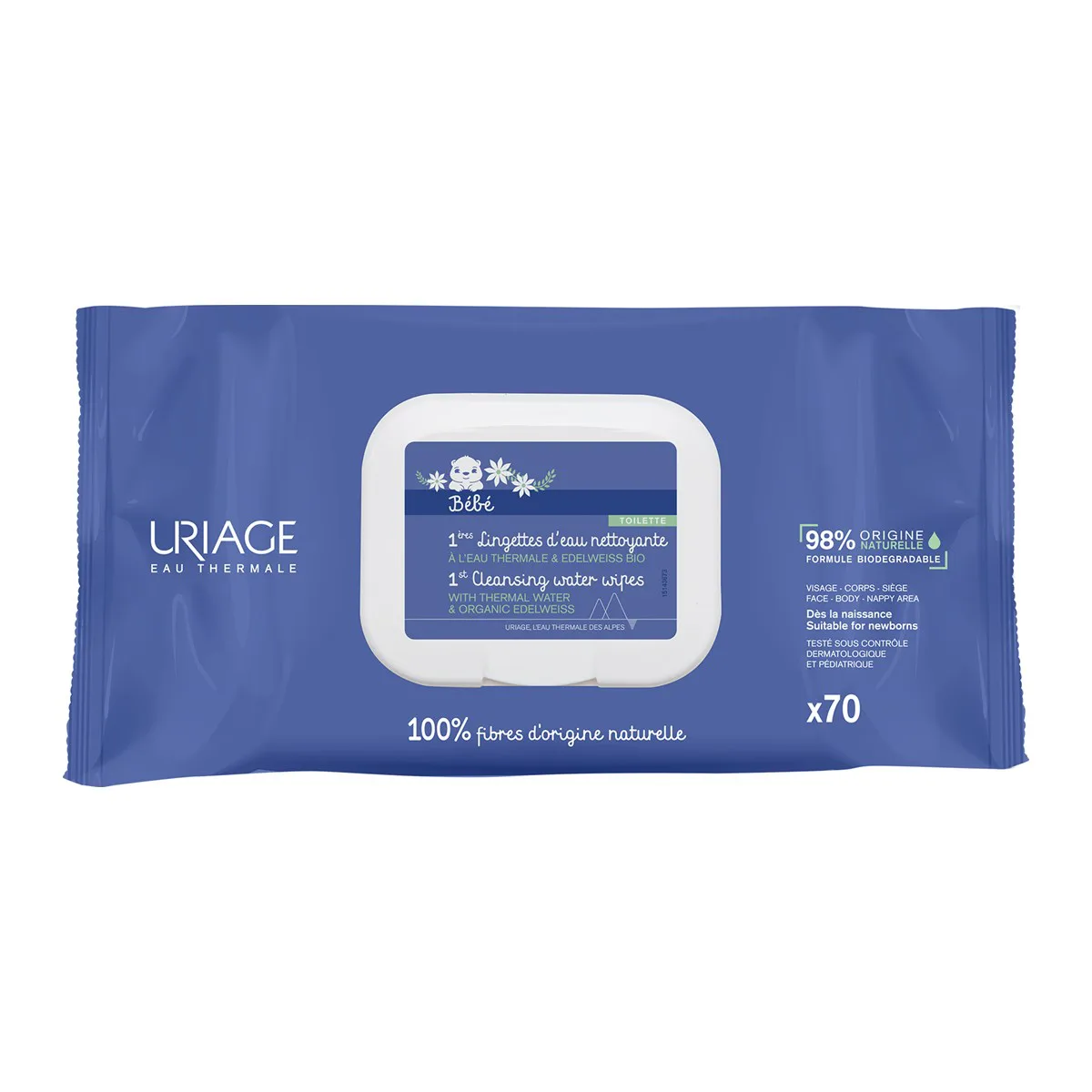 Uriage Bébé Lingettes d’Eau Nettoyante x70 – prix Maroc, livraison partout au Maroc